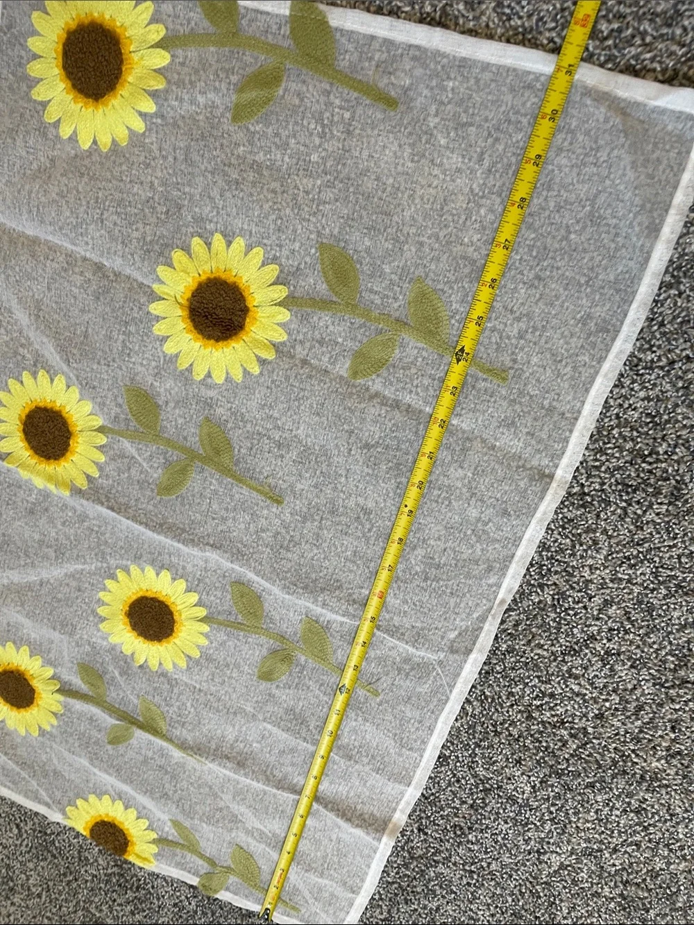 Sunflower Embroidered Sheer Curtain Panels Bright Yellow Floral Vintage-Inspired